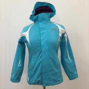 North Face Light Blue Raincoat Girls 10/12